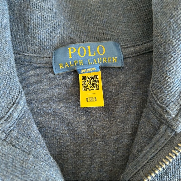 Polo Ralph Lauren Boy’s Blue Snowflake Ribbed Quarter‎ Zip Pullover Sweater M - Picture 7 of 11